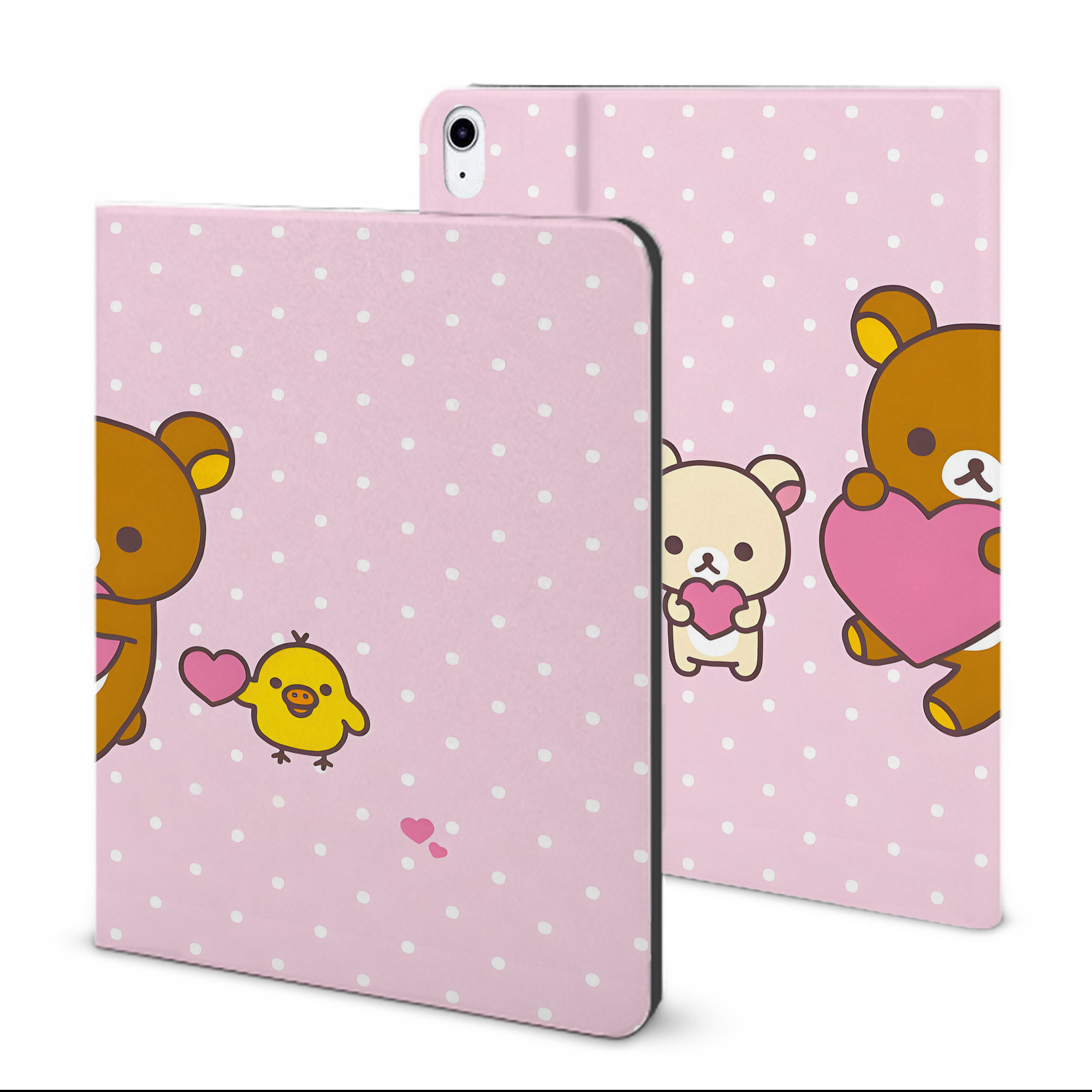 （画像用） リラックマ リラックマ キイロイトリ Rilakkuma Korilakkuma Kiiroitori IPad ケース ブック型 PUレザー TPU 耐衝撃 軽量 薄型 ペン収納なし 全面保護 IPad 各モデル対応